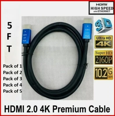 Lot of HDMI CABLE ULTRA 2.0a 4K 2160P 5FT LOT/DP to HDMI - Image 1 of 4