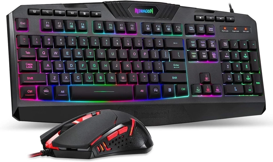 RGB Backlit Gaming Keyboard & Programmable Mouse Combo – Ergonomic Design - Image 1 of 4