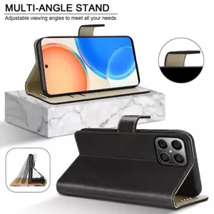 Funda de teléfono con soporte magnético abatible de cuero para libros For Honor X7/X8/90 Lite - Imagen 1 de 8