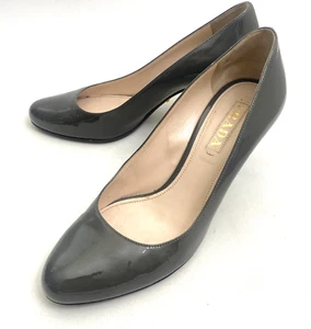 PRADA Round Toe Pumps High Heels 8 / 38 Gray Leather Womens Made in Italy Shoes - Picture 1 of 18