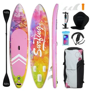 11ft Pink Aufblasbares Stand Up Paddle Board SUP Surfboard Komplettset mit Tasche - Bild 1 von 11
