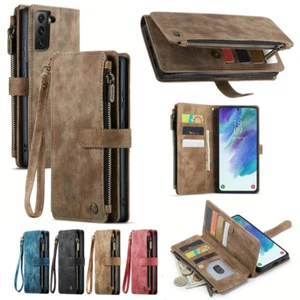 Zip Case for Samsung S25 S24 S22 S23 Plus Ultra A56/26 Leather Card Flip Wallet - Picture 1 of 28