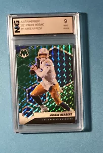 Justin Herbert 2021 Mosaic Green Prizm #1111 NXG Graded 9 Mint - Picture 1 of 2
