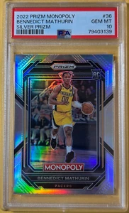 2022 PRIZM SILVER HOLO MONOPOLY PSA 10 GEM MINT ROOKIE BENNEDICT MATHURIN POP 15 - Picture 1 of 2