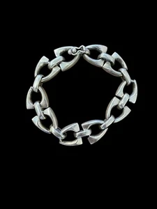 Mid Century Solid & Heavy Silver 900 Chunky Link Bracelet Egyptian 74gms - Picture 1 of 7