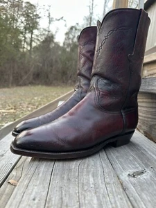Lucchese Classics Ox Blood Brown Label Italian Goat Skin Roper BOOTS 9.5 E - Picture 1 of 18