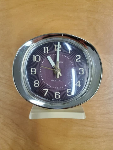 Working Vintage Westclox Baby Ben Alarm Clock Cream & Chrome Cover