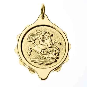 SOS Talisman Gold Plated Medical Pendant - St. George & Dragon - Picture 1 of 2