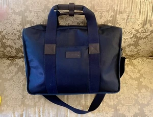 Barbour Navy Blue Zip Briefcase Travel Case Shoulder Strap - Picture 1 of 8