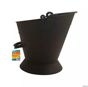 Coal Bucket Black Metal Scuttle Traditional Waterloo Fireplace Fuel Ash - FS301 - Picture 1 of 1