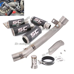 For Suzuki GSXR1000 2009-2011 Exhaust System Mid Link Pipe 51mm Carbon Mufflers - Picture 1 of 14
