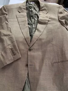 Brioni Blazer Mens 46 Tan/Brown Houndstooth Check Classic Work Jacket - Picture 1 of 11