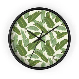 Tropical Leaf Black Detail Wall Clock - Picture 1 of 4