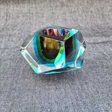 Vintage Posacenere Vetro Murano Sommerso Ble e Verde Modernariato Design 60/70