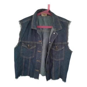 Girl Cut off blue cotton Denim vest small size - Picture 1 of 8