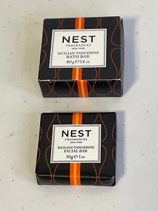 Jabón de mandarina siciliana NEST. Una barra de baño de 1,4 oz y una barra facial de 1,0 oz. NUEVO. - Imagen 1 de 7