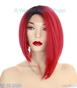 PELUCA DELANTERA DE ENCAJE | ENCAJE PARTE C | LINDO CORTE DESEQUILIBRADO | TT1B/REDWINE | 297 -1 - Imagen 1 de 12