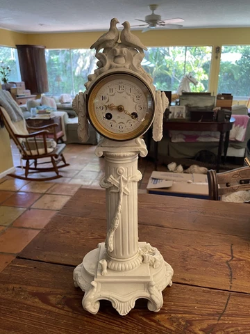 Guillaume Denière Paris France White Bisque Porcelain Napoleon III Mantel Clock Cover