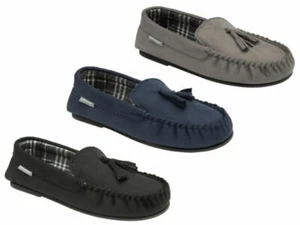 Mens Dunlop Slippers Moccasins Loafers Classic Suede Effect Outdoor Sole Slip On - Picture 1 of 20