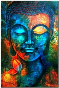 Blue Buddha Wall Art for Living Room Abstract Buddha Painting Meditation 24x36" - Picture 1 of 2