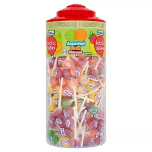 Vidal Lotta Lollies Assorted Fruit Flavoured Full Tub Of 150 Lollipops - Picture 1 of 4