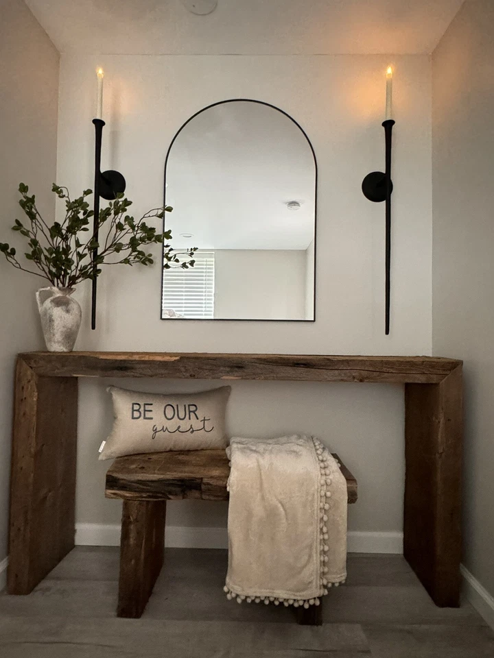 Rustic Handmade Reclaimed Wood Entry Console Table with Imperfections Real Wood - Image 1 of 4