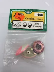 Vintage rosa komische Augen 30 M/M Puppenherstellung Plüschtier Ersatz - Bild 1 von 4