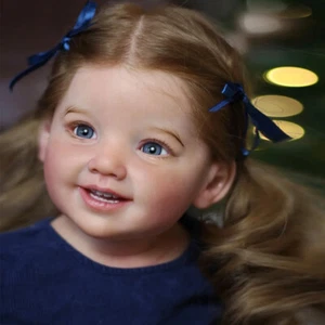 28in Reborn Baby Doll Rooted Hair Cloth Body Lovely Toddler Girl Finished Gifts - Picture 1 of 4