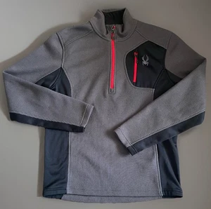 Spyder Full Zipper Jacket Gray Black Embroidered Logo Mid Weight Ski Medium JBHS - Picture 1 of 12
