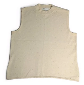 St John Sleeveless Cream Ivory Mock Neck Zip Shoulder Sweater Vest Top S Small - Picture 1 of 6