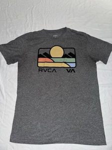 RVCA Shirt Herren Large grau Grafik Logo Baumwolle/Poly Kurzarm Pullover - Bild 1 von 3