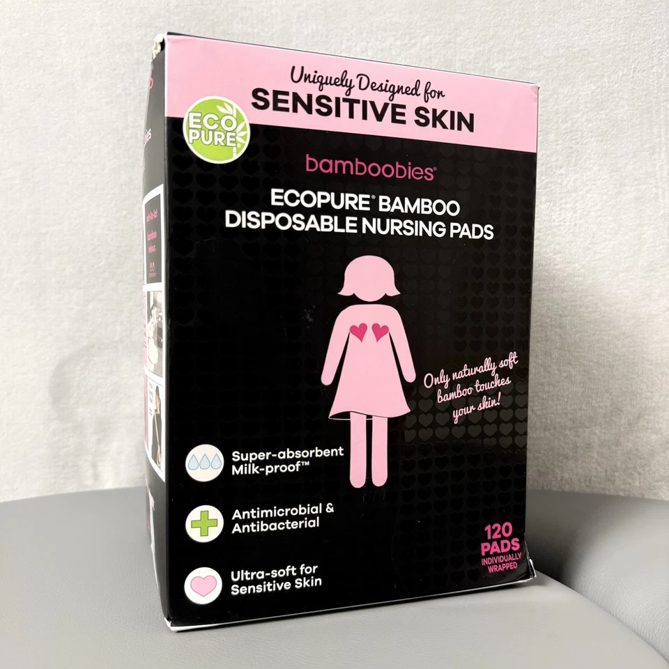 Almohadillas de lactancia desechables Bamboobies Eco Pure Sensitive Skin, 110 unidades Foto 1 de 4