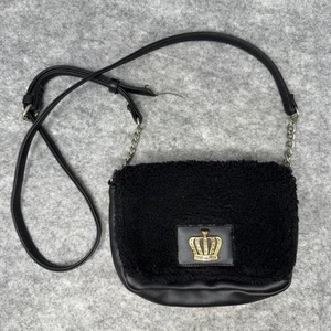 Bolso Bandolera Y2K Juicy Couture Negro Imitación Cuero Corona de Piel Cartera Hobo Rocker - Imagen 1 de 8