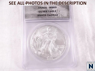 NobleSpirit (ME) 2005 Eagle Silver Dollar ANACS MS69 - Image 1 of 4