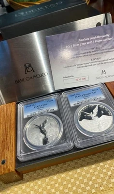 2015 REVERSE PROOF & PROOF LIBERTAD APMEX SPECIAL SILVER SET PCGS PL69 OGP & COA - Image 1 of 4