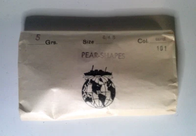 VTG 720 ORANGE PEAR CABOCHON beads GERMANY 8/4.8 MOSAIC 062017s close out - Image 1 of 4