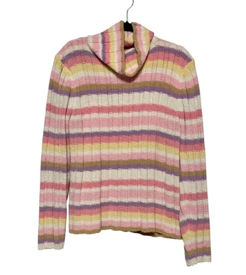 Vtg Y2K Basic Editions Coquette Chenille Cowl Neck Sweater Women Sz L Streetwear - Image 1 of 4