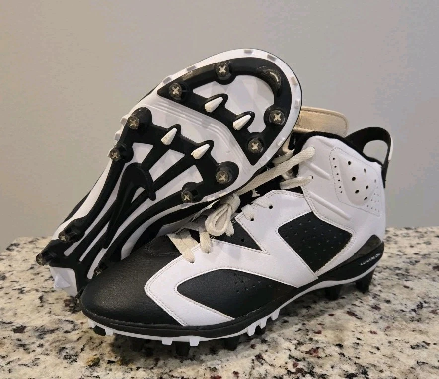 Chuteiras de futebol masculinas retrô Air Jordan 6 Oreo preto/branco tamanho 10.5 (645419-110) - Imagem 1 de 4