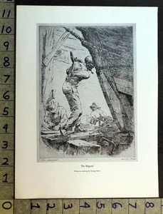 1933 NAUTICAL WOOD BOAT BUILDING SHIPYARD GEORGE GALE ART ETCHING PRINT FC10487  - Picture 1 of 1