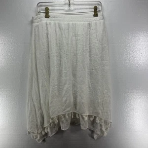 New Directions Skirt Medium White Tiered Tasseled Bottom Lined Slip Boho Beach - Picture 1 of 5