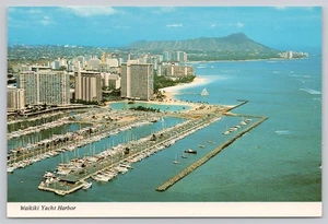 Waikiki Yacht Harbor from the Air Unposted Continental Vintage Postcard - Picture 1 of 2