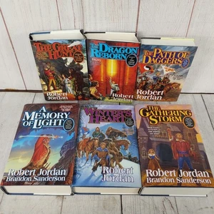 Wheel of Time Hardcover Set - Lot of 6 Robert Jordan - Books 2-3, 8-9, 12 + 14 - Picture 1 of 22