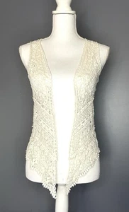 Mossimo Vintage Boho Crochet Vest Open Style XS/S Lace Cottagecore Prairiecore - Picture 1 of 12