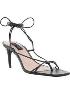 DOLCE VITA Womens Black Strappy Dirlene Square Toe Stiletto Leather Sandals 8.5 - Picture 1 of 3
