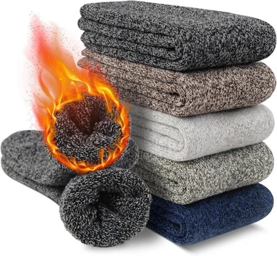 Merino Wool Socks Men Winter Soft Thick Warm Cozy Crew Hiking Thermal Socks Size - Image 1 of 4