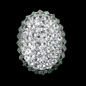 925 Anillo Plata de Ley Redondo Aguamarina Esmeralda Gema Natural Joyería Sz 9 - Imagen 1 de 13