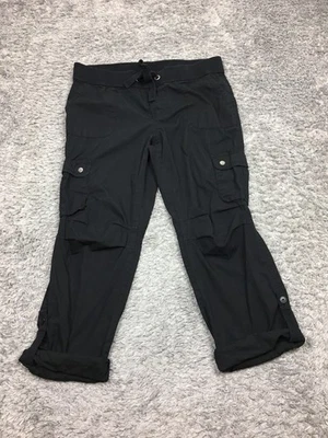 Pantalones cargo Kenneth Cole Reaction para mujer talla pequeña negros lengüeta enrollable Foto 1 de 4