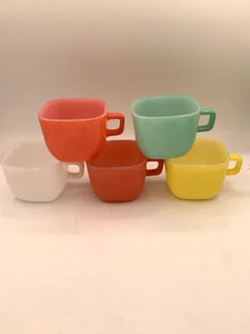 5 Vintage Glas Backen Glas Quadrat Becher Tasse 8 Unzen J-2265 USA - Bild 1 von 9