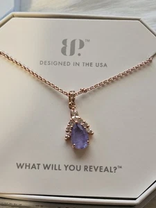 BOMB PARTY RBP8227 Wings Of Bliss Lab Lavender Fluorite Rose Gold Plate Necklace - Picture 1 of 3
