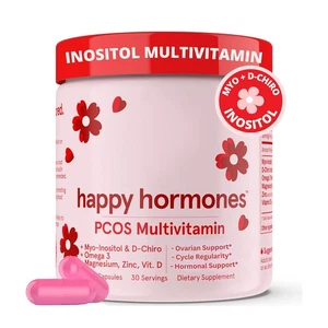 Happy Hormones Pcos MultiVitamin Prebiotic Probiotic Blend Vaginal Health Care - Picture 1 of 12